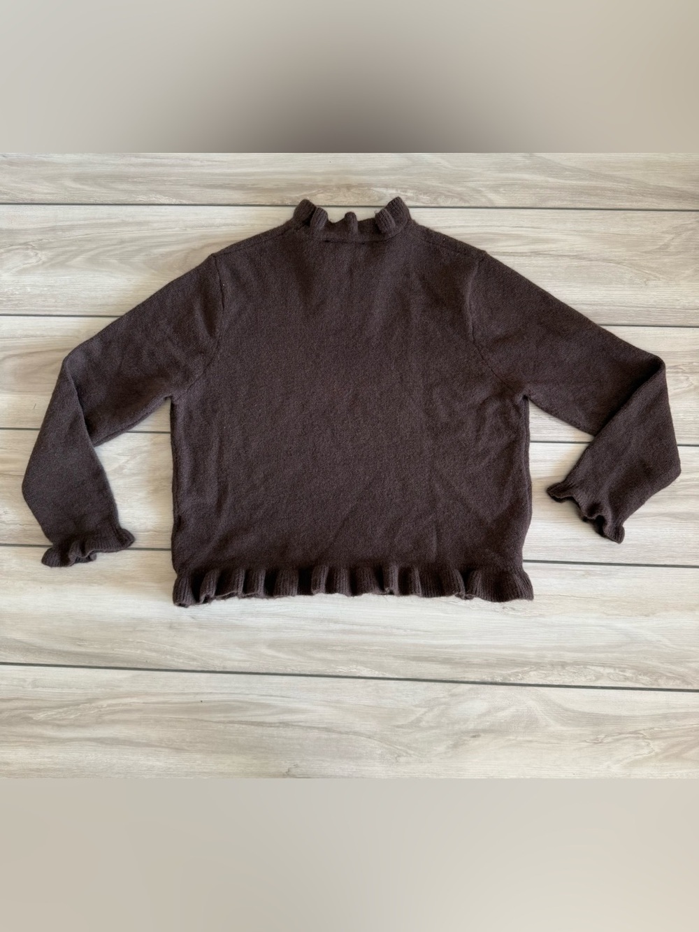 ZARA Ruffle Knit Sweater Brown XL NWT - Picture 8 of 14